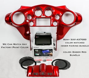 Fat Head Cycles Harley-Davidson Custom Audio H-D Factory OEM Painted Sony XAV-AX7000 Plug & Play Bundle w/ Metra 95-HDIF Inner Fairing | '99 - '13