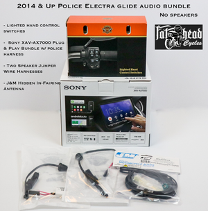 Fat Head Cycles Harley-Davidson Custom Audio ‘14-'20 Police Electra Glide (FTHTP) Sony XAV-AX7000 Plug & Play Audio Bundle