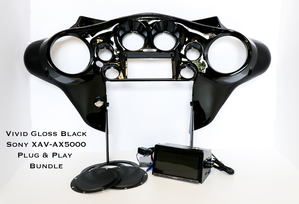 Fat Head Cycles Harley-Davidson Custom Audio Sony XAV-AX5000 Plug & Play Bundle w/ Metra 95-HDIF Inner Fairing | '99 - '13