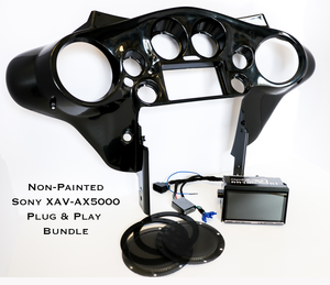 Fat Head Cycles Harley-Davidson Custom Audio Sony XAV-AX5000 Plug & Play Bundle w/ Metra 95-HDIF Inner Fairing | '99 - '13