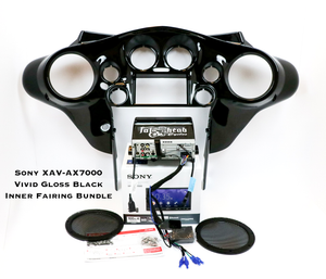 Fat Head Cycles Harley-Davidson Custom Audio Sony XAV-AX7000 Plug & Play Bundle w/ Metra 95-HDIF Inner Fairing | '99 - '13