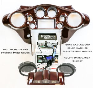 Fat Head Cycles Harley-Davidson Custom Audio Sony XAV-AX7000 Plug & Play Bundle w/ Metra 95-HDIF Inner Fairing | '99 - '13