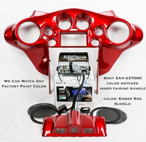 Fat Head Cycles Harley-Davidson Custom Audio Sony XAV-AX7000 Plug & Play Bundle w/ Metra 95-HDIF Inner Fairing | '99 - '13